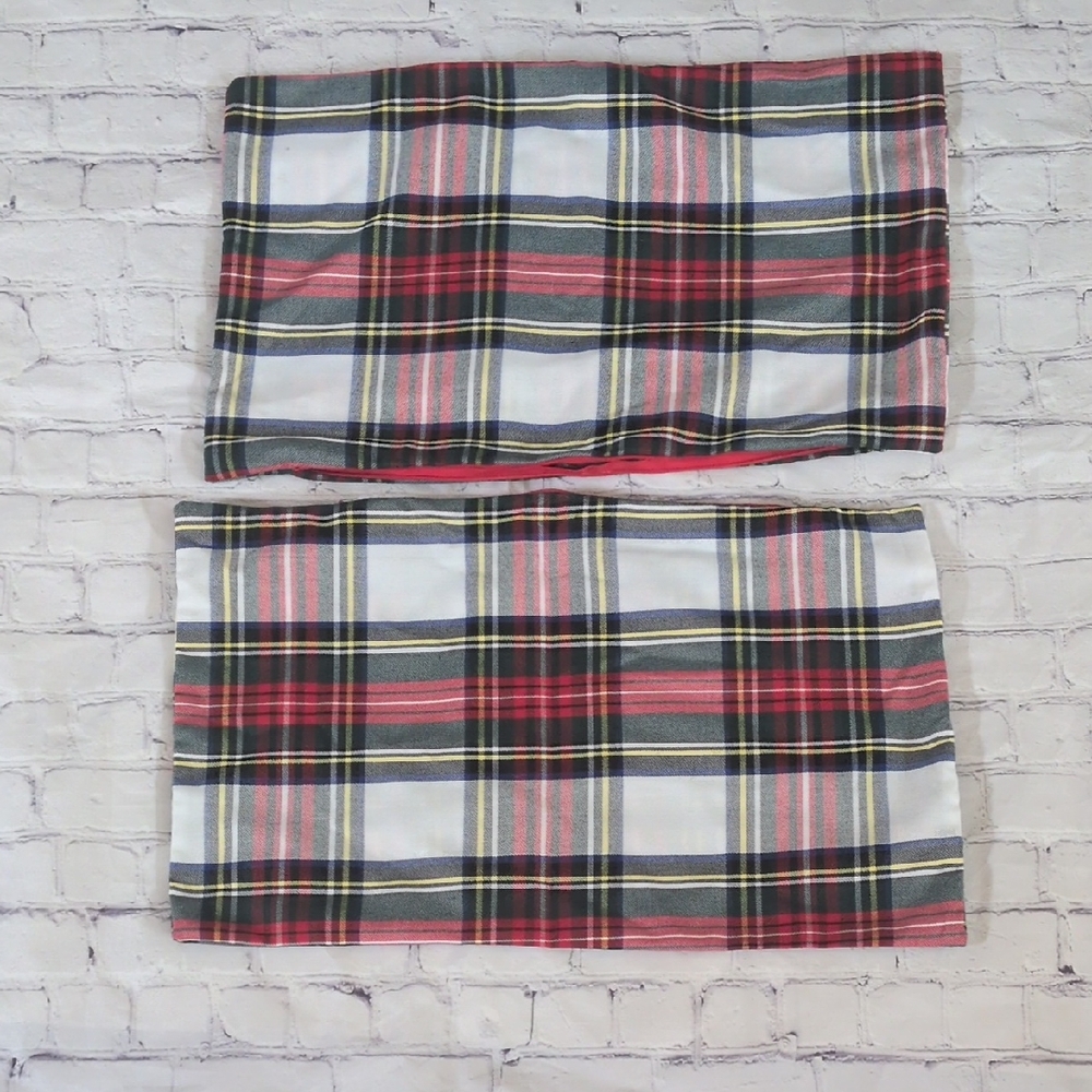 Set Of 2 Plaid Pillow Covers, NWOT, 12x20"
